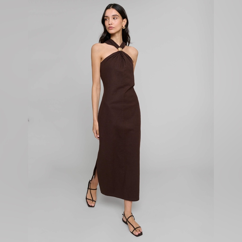 Pixie Market Attica Linen Gold Cuff Midi Dress